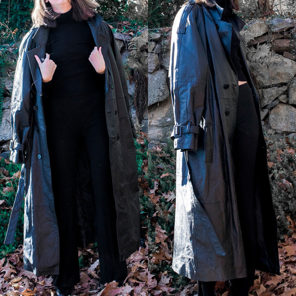 100% Genuine Leather Trench Coat Fur Lined